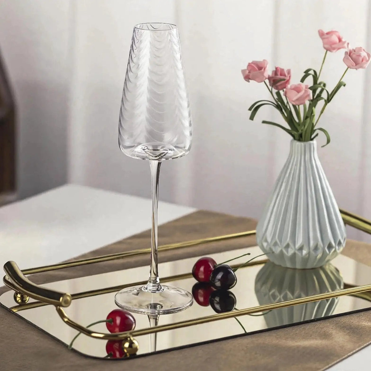 Wavy Long Stem Champagne & Wine Glasses Kitchen & Dining Champagne Glasses