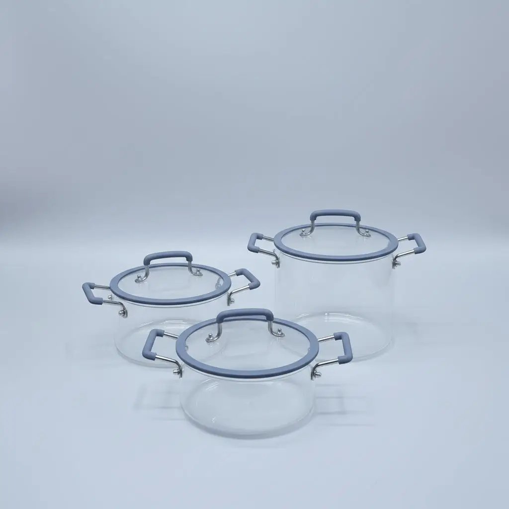 Borosilicate Glass Soup Pot Set 4pc Kitchenware Stock Pots