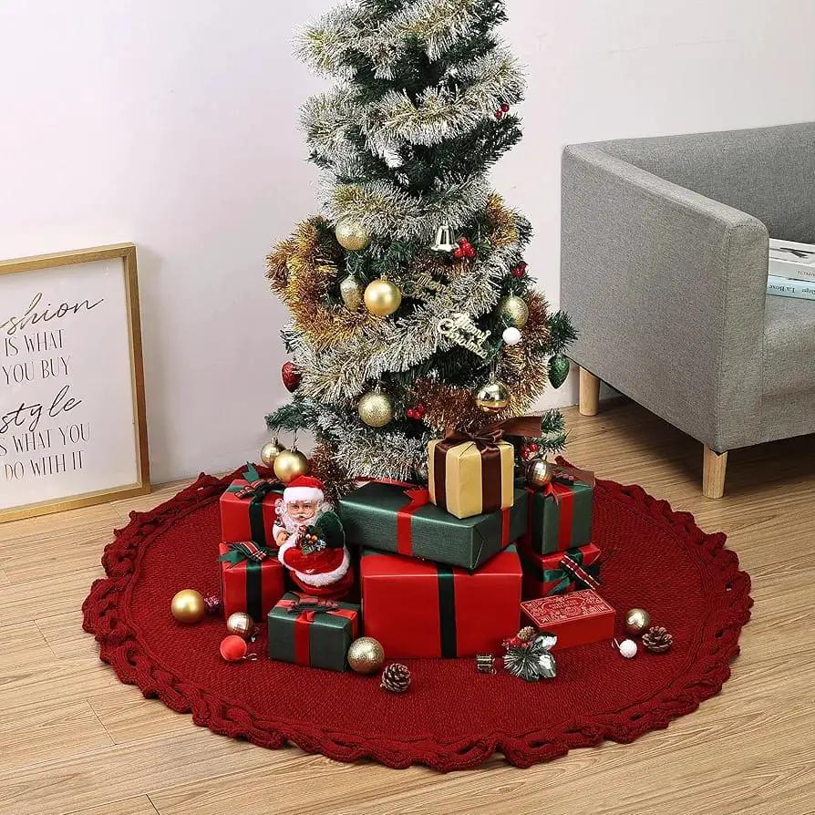 120cm Knitted Christmas Tree Skirt Christmas Tree Skirts Christmas Tree Skirts