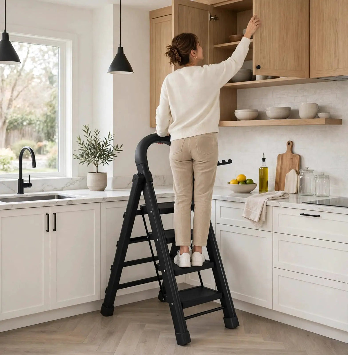 4-Step Folding Ladder With Safety Handle Step Ladders Step Ladders