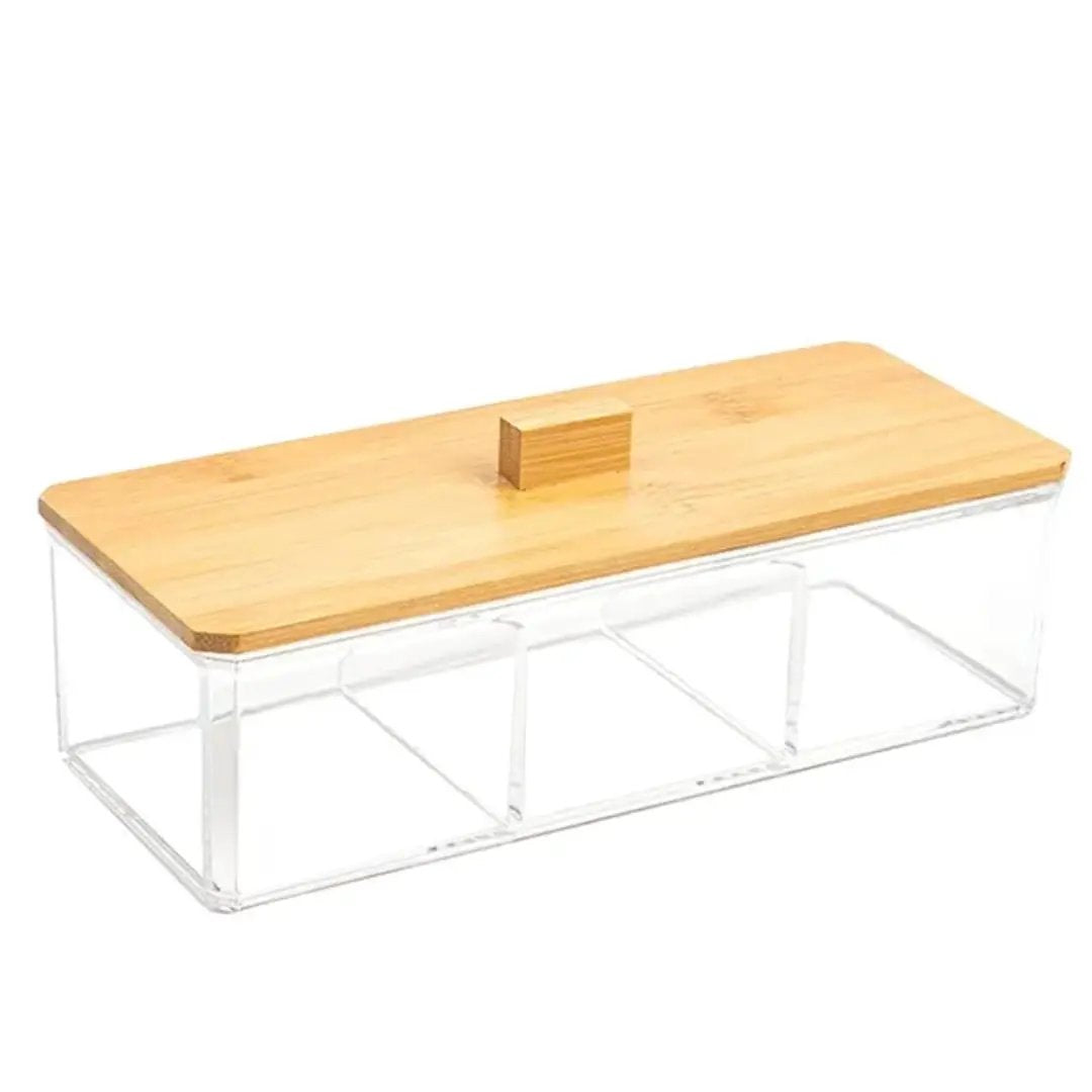 Acrylic Organizer With Bamboo Lid Storage Organizer Household Storage Containers