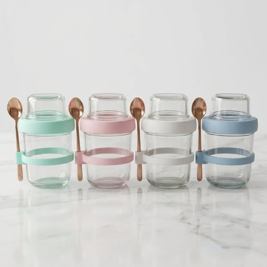 4-Piece Glass Oat Jar Set Oat Jar Set Food Storage Containers
