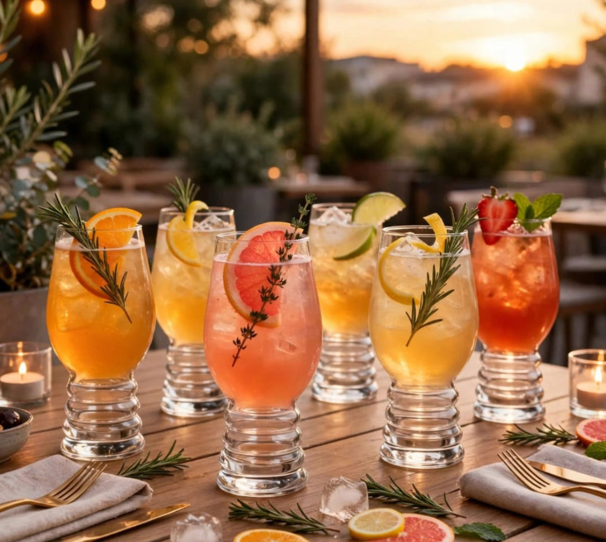 Stackable Ribbed Tulip Drinking Glasses