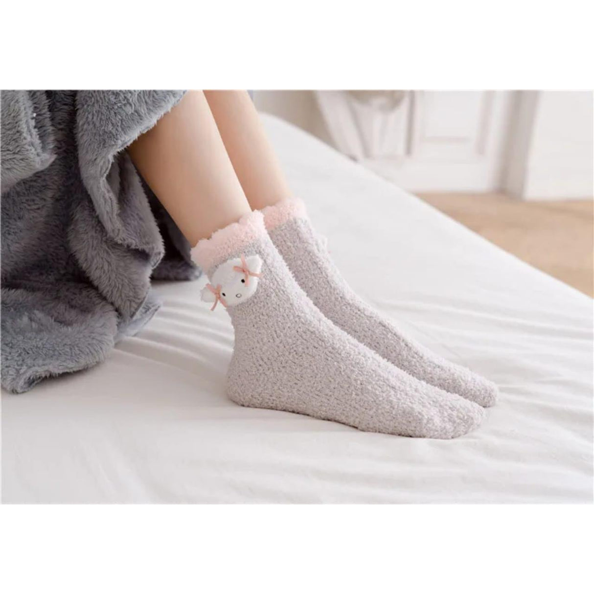 Winter Cute Fluffy Coral Fleece Sleeping Socks for Women – 2pairs
