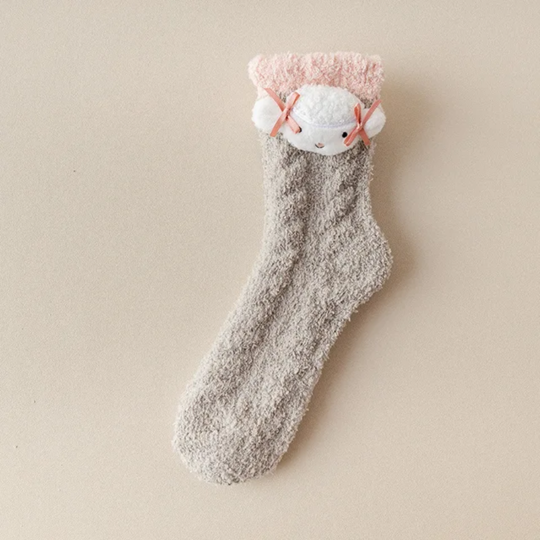 Winter Cute Fluffy Coral Fleece Sleeping Socks for Women – 2pairs