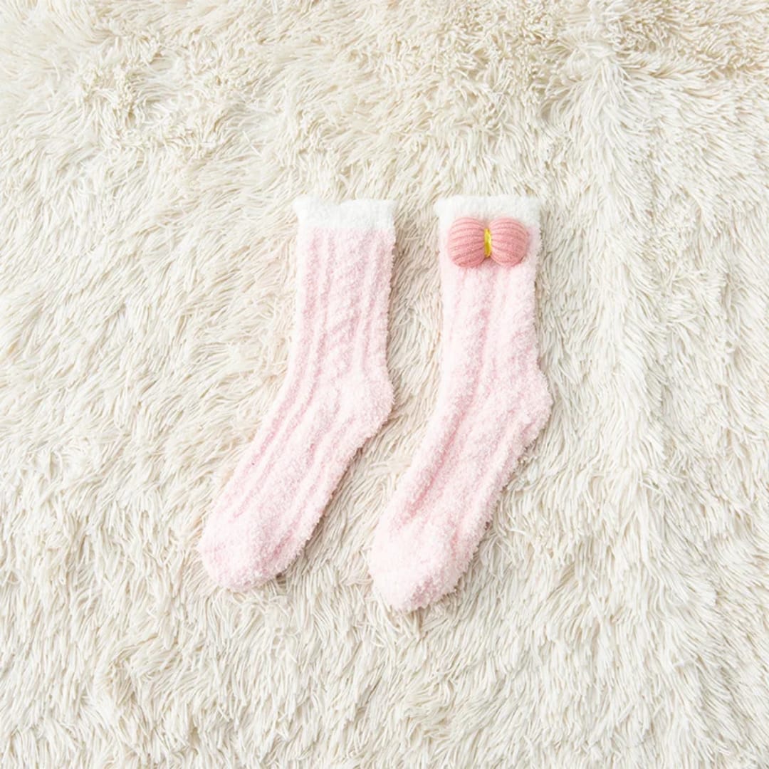 Winter Cute Fluffy Coral Fleece Sleeping Socks for Women – 2pairs