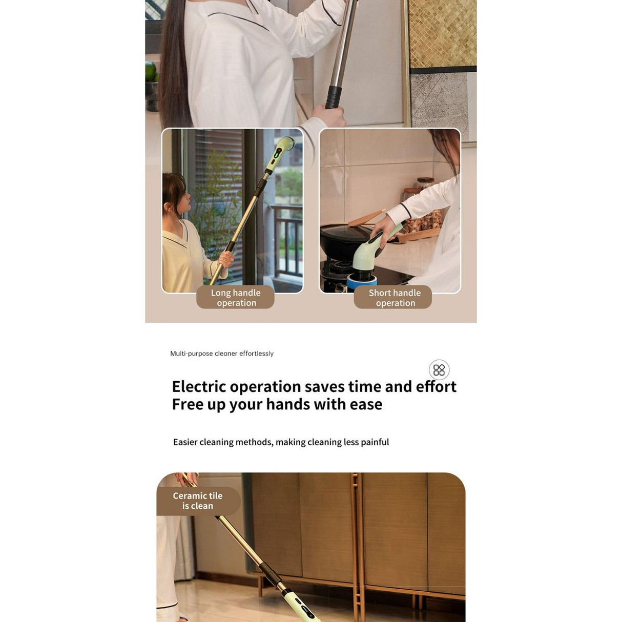 Wireless Rotating Cleaning Brush Electric Scrubber for Bathroom, Kitchen & Windows Multi-functional Household Tool