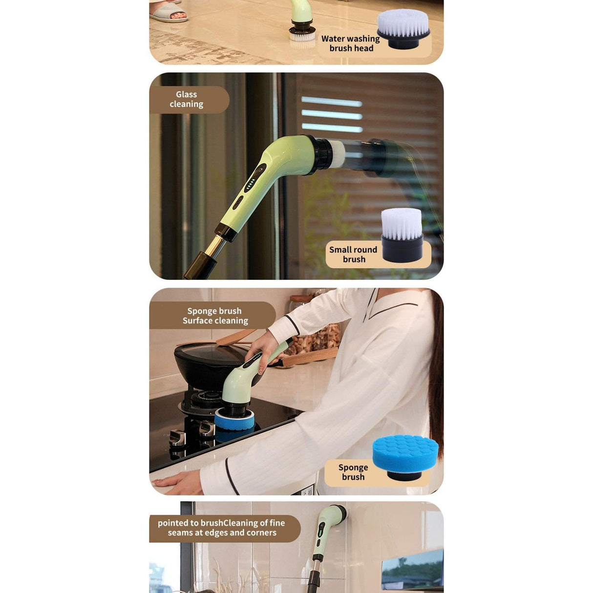 Wireless Rotating Cleaning Brush Electric Scrubber for Bathroom, Kitchen & Windows Multi-functional Household Tool