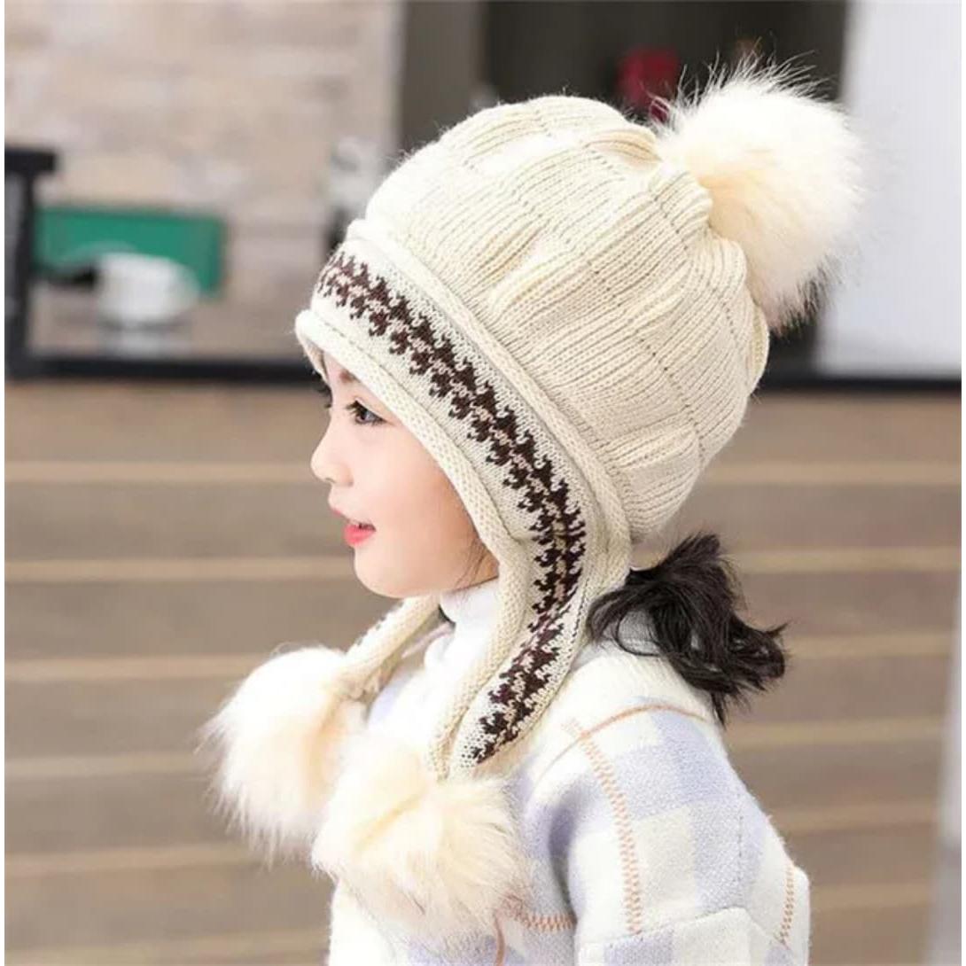 Women's Fleece-Lined and Thickened Knit Pullover Hat Outdoor Windproof Warm Style Headwear
