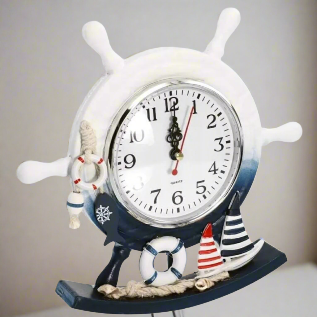 Wooden Photo Frame with Swing Clock Ornament 2 in 1 Desktop Décor