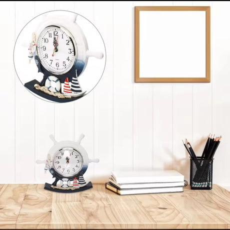 Wooden Photo Frame with Swing Clock Ornament 2 in 1 Desktop Décor