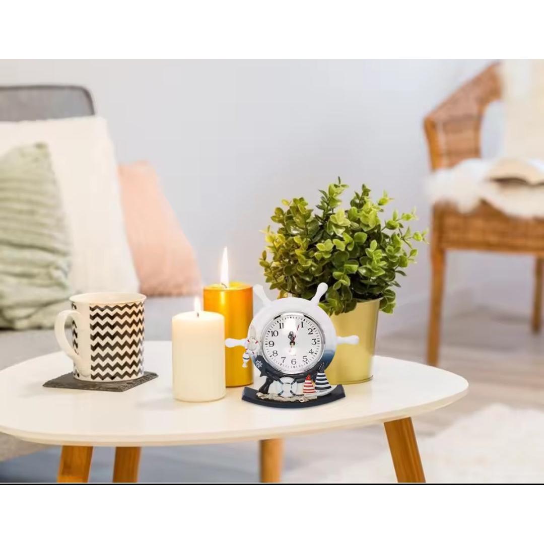 Wooden Photo Frame with Swing Clock Ornament 2 in 1 Desktop Décor