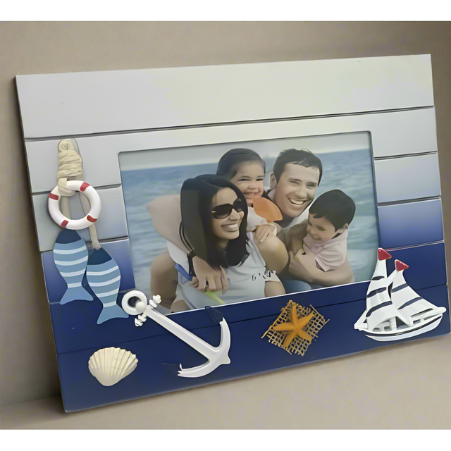 Wooden Photo Frame with Swing Clock Ornament 2 in 1 Desktop Décor