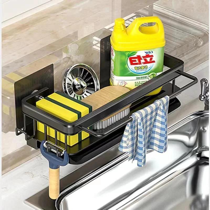 Multipurpose Sink Caddy with Draining Tray and Towel Hook – Kitchen & Bathroom Organizer sink caddies in kitchen Sink Caddies