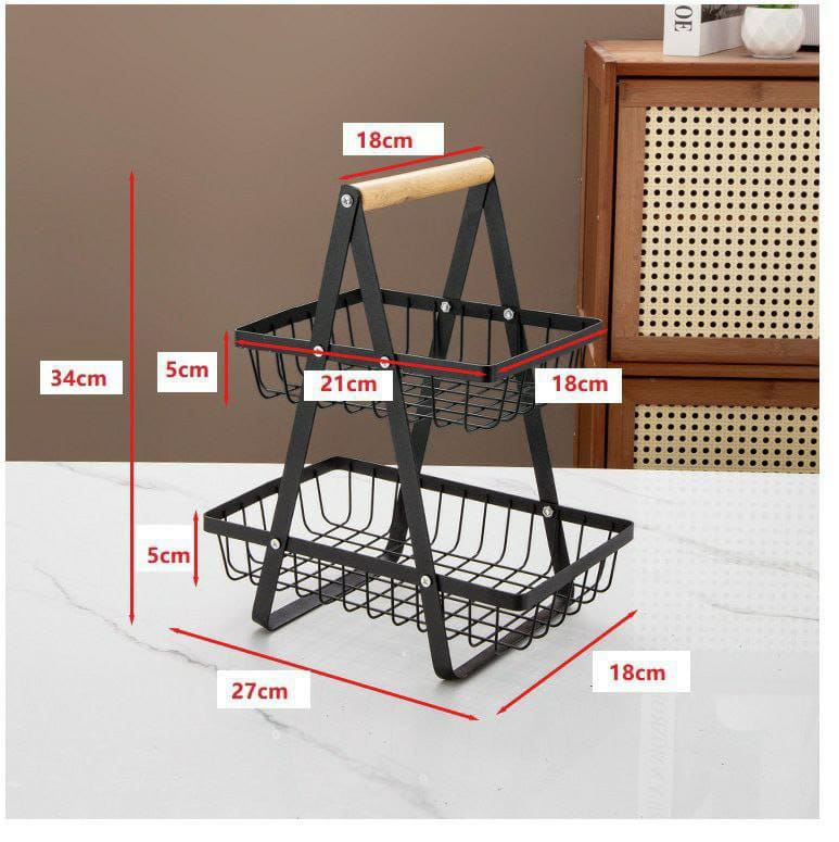 2-Tier Fruit Basket – Removable Double Storage Rack for Fruits and Vegetables