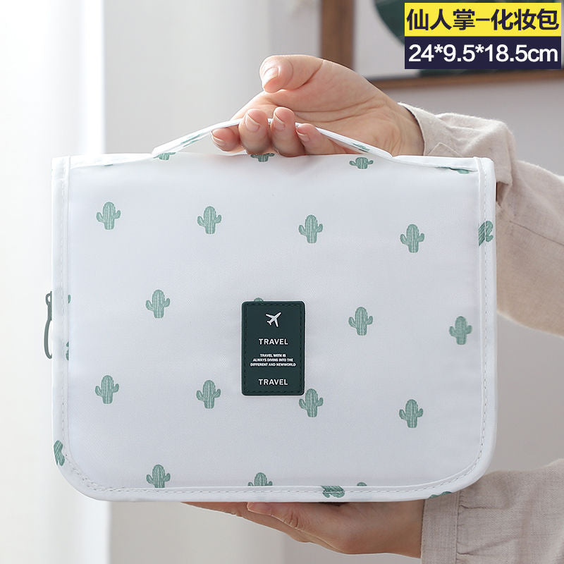 Foldable Waterproof Makeup Cosmetic Bag with Large Capacity and Multiple Prints