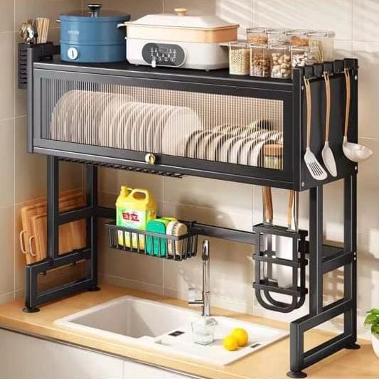 Single Over the Sink Organizer with Glass Acrylic Cover Kitchen & Dining Sink Caddies