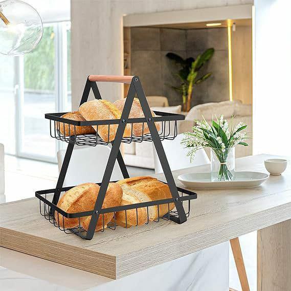 2-Tier Fruit Basket – Removable Double Storage Rack for Fruits and Vegetables