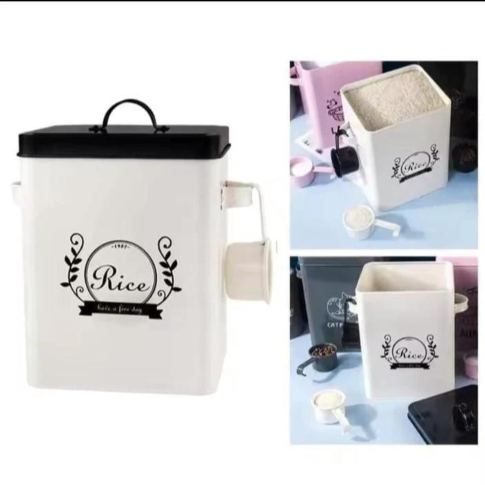 Square Metallic Storage Box – 5kg Airtight Container with Black Lid Storage container Household Storage Containers