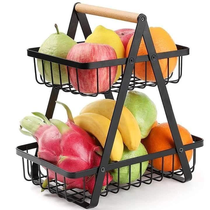 2-Tier Fruit Basket – Removable Double Storage Rack for Fruits and Vegetables households Food Storage Containers