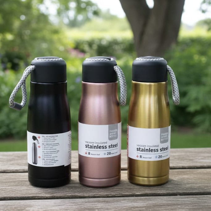 420ml Stainless Steel Flask with String Strap