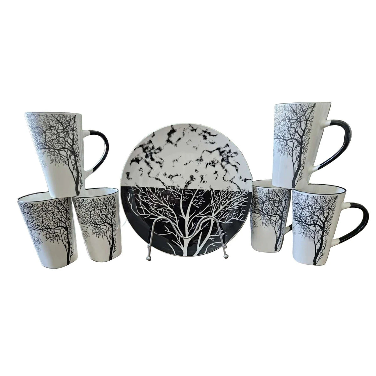 6pcs Breakfast Set with Tree Mugs and Plates Kitchen & Dining Dinnerware Sets