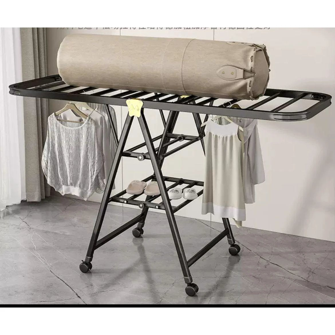 Heavy Duty Foldable Clothes Drying Rack with Wheels – Large Floor-Standing Indoor & Outdoor Laundry Organizer 170x130x47cm house holds Drying Racks