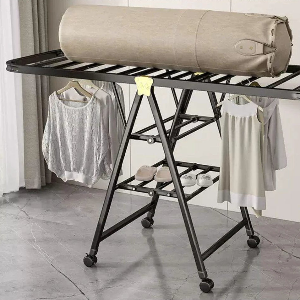 Heavy Duty Foldable Clothes Drying Rack with Wheels – Large Floor-Standing Indoor & Outdoor Laundry Organizer 170x130x47cm house holds Drying Racks