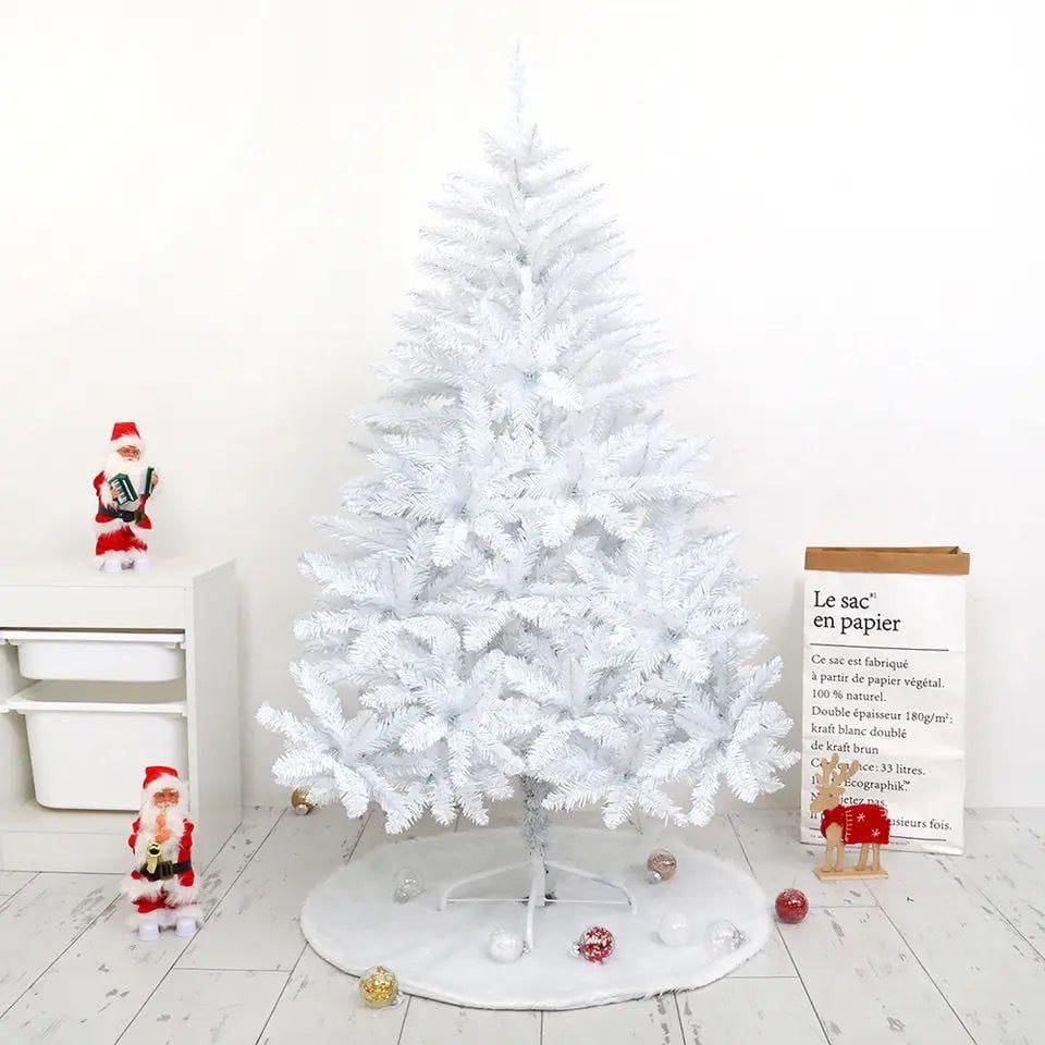 White Artificial Christmas Tree – 5ft, 6ft, 7ft, and 8ft Snowy Pine Holiday Decoration