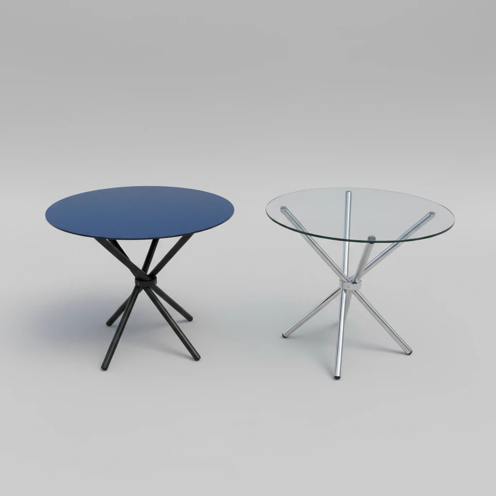 Side Table - Modern Round with Star Base Furniture End Tables