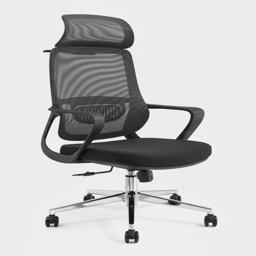 Office Chair - Ergonomic Mesh with Headrest & Chrome Base Furniture Office Chairs