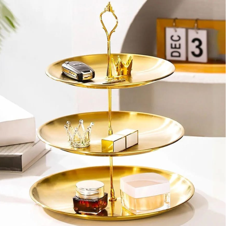 3-Tier Gold Stainless Steel Cake Stand Dessert Display Kitchen & Dining Cake Stands