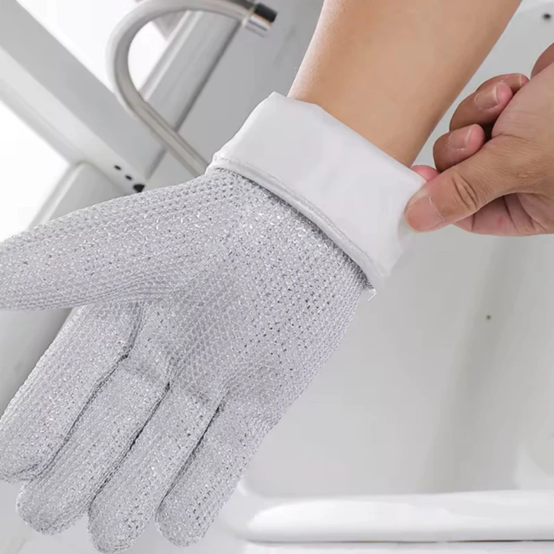 Magic Steel Wire Cleaning Gloves with Latex Layer Waterproof Kitchen & Dining Cleaning Gloves