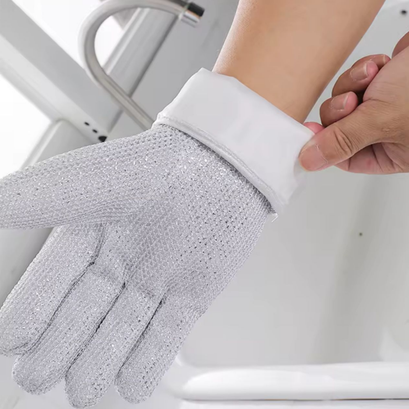 Magic Steel Wire Cleaning Gloves with Latex Layer Waterproof