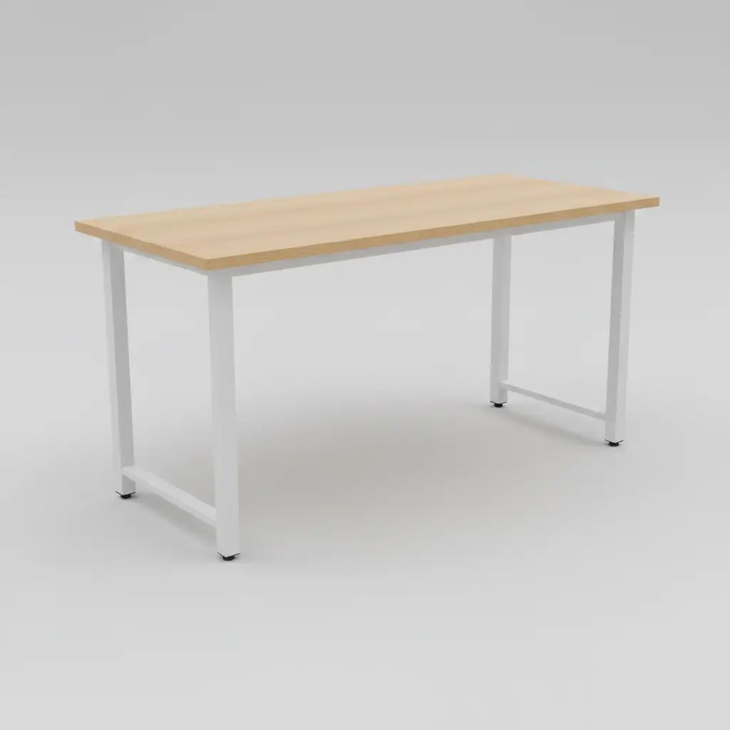 Modern Study Desk with Wood Top & White Metal Legs Study Desk Desks