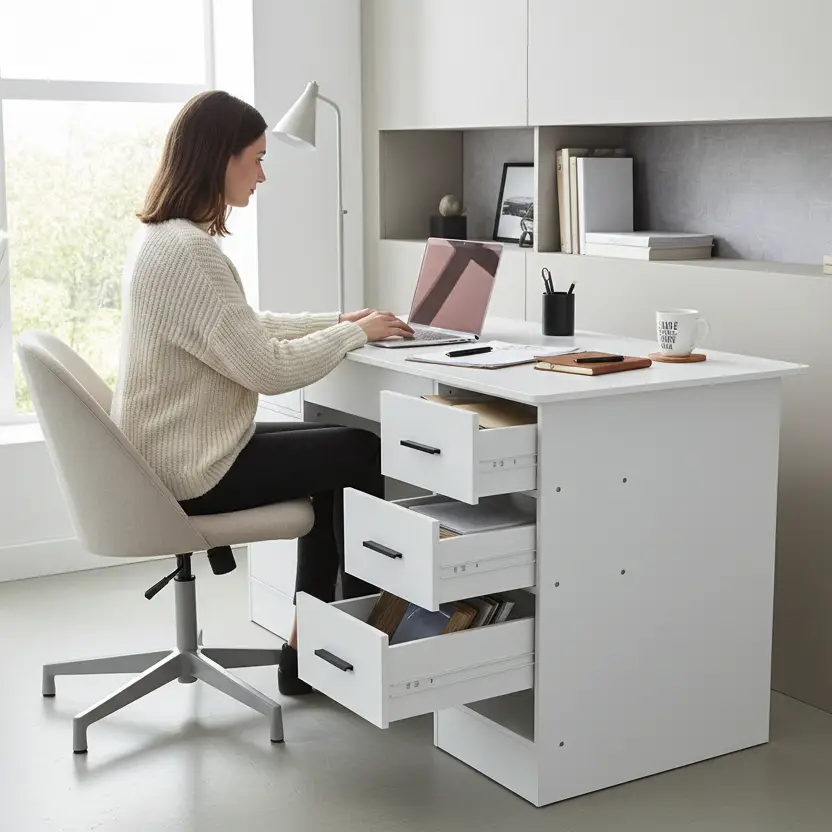 Office Desk with Lockable Drawers & Cabinet Office Desk Desks