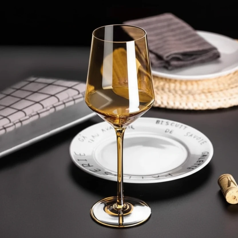 6-Piece Gold Tinted Wine Glass Set 539ml Elegant Stemmed Kitchen & Dining Wine Glasses