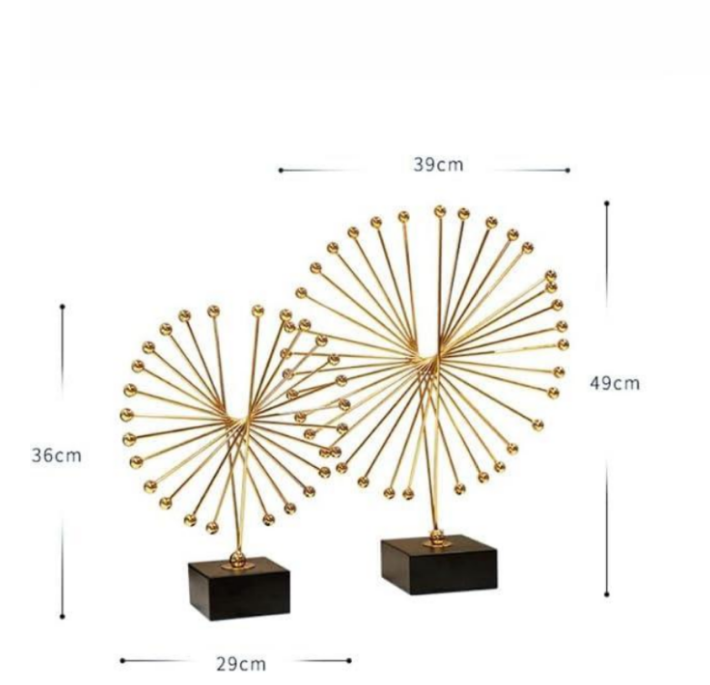 Executive Gold Starburst Metal Sculpture with Black Marble Base