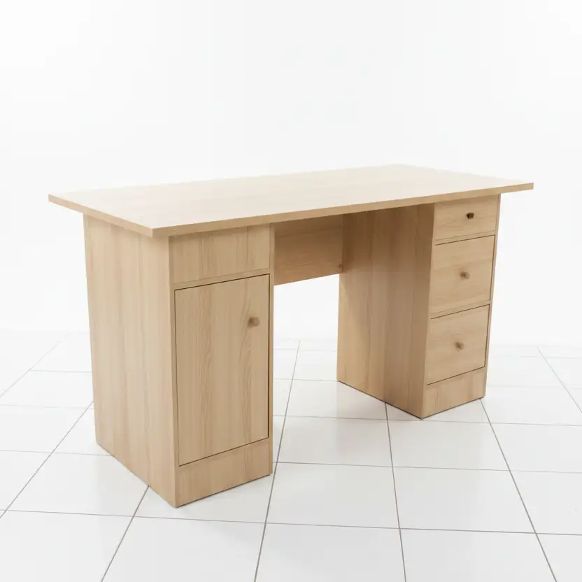Office Desk with Oak Top & Solid Wood Panel Legs Office Desk Desks