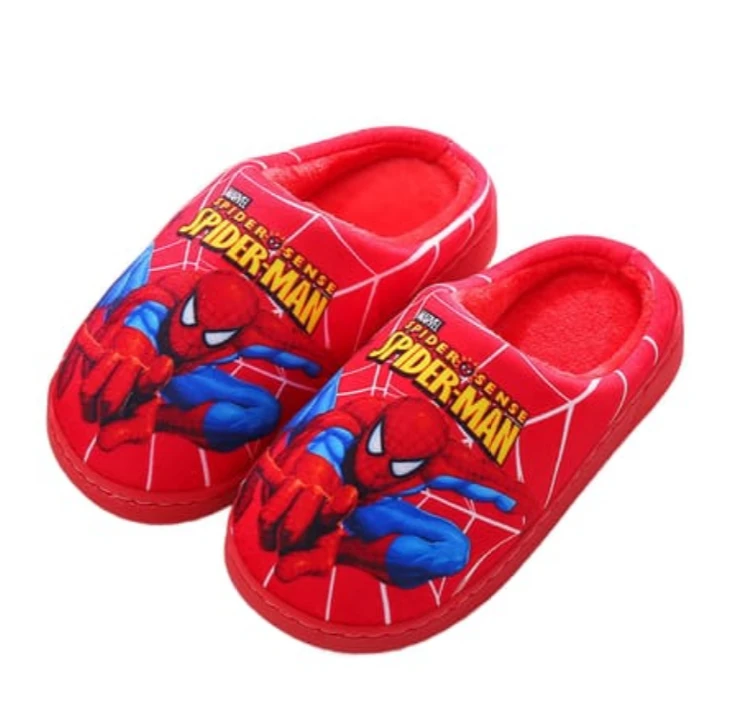 Kids Furry Indoor Slippers Spider-Man Character Soft Plush Sizes 24-38 Kids & Baby Slippers