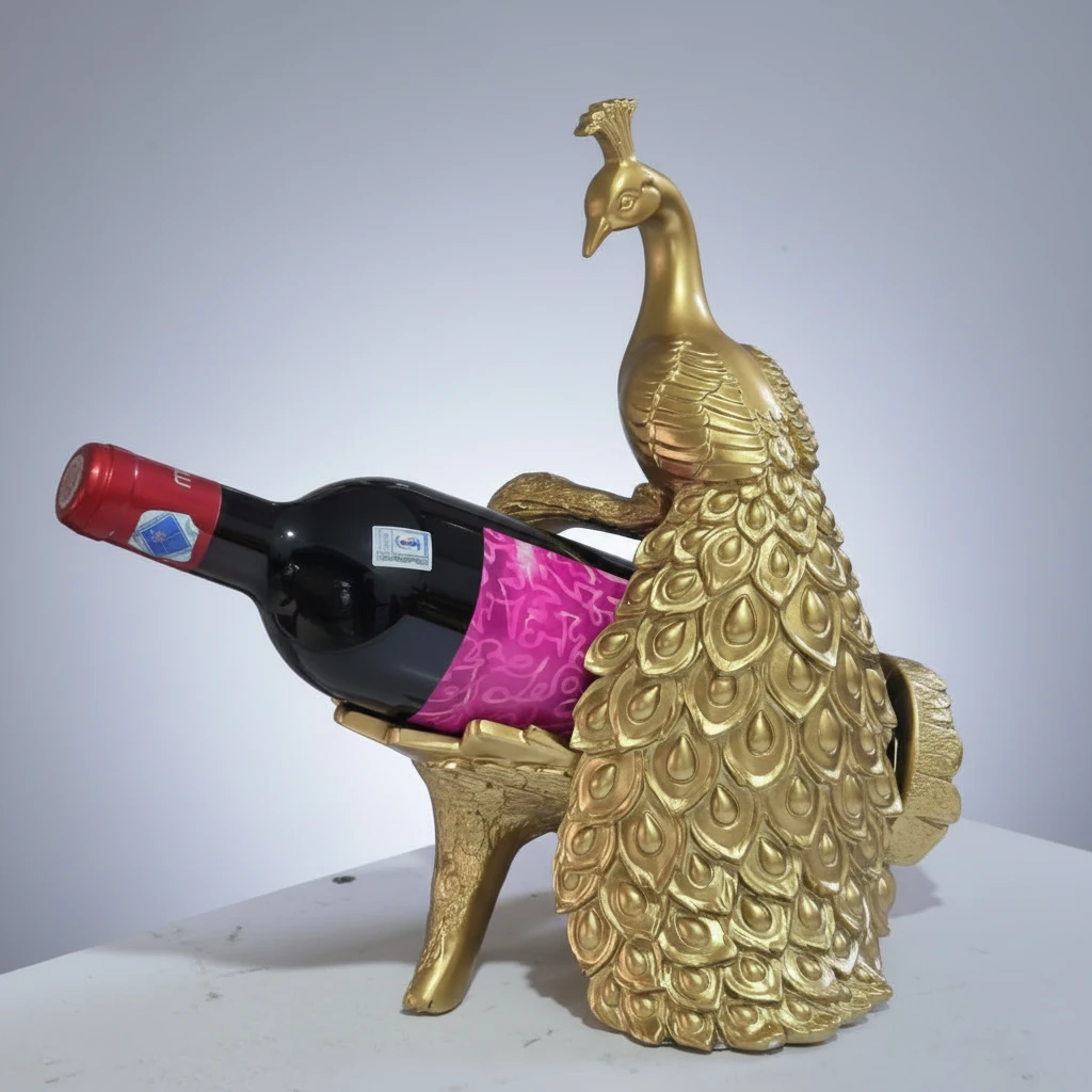 Wine Rack - Peacock Luxury European Style Gold 22x18x29cm Home Decor Wine Bottle Holders