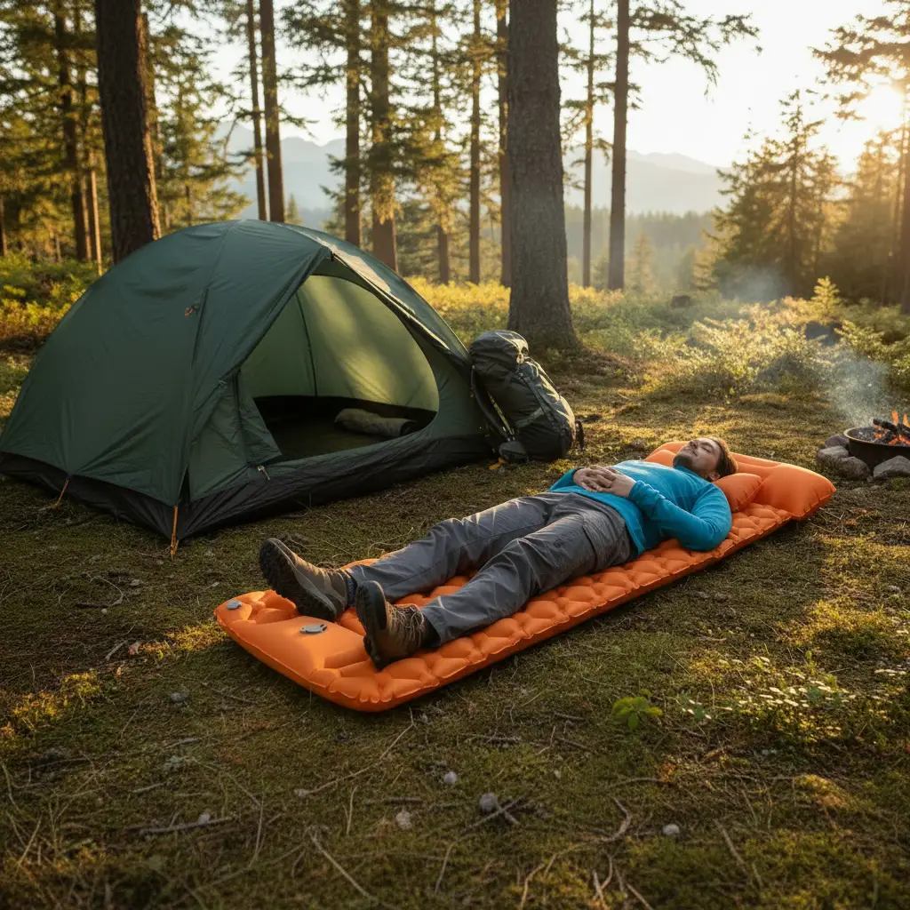 Sleeping Mat - Self-Inflating Foot Pump Camping Mattress with Pillow 75x235cm Sports & Fitness Sleeping Pads