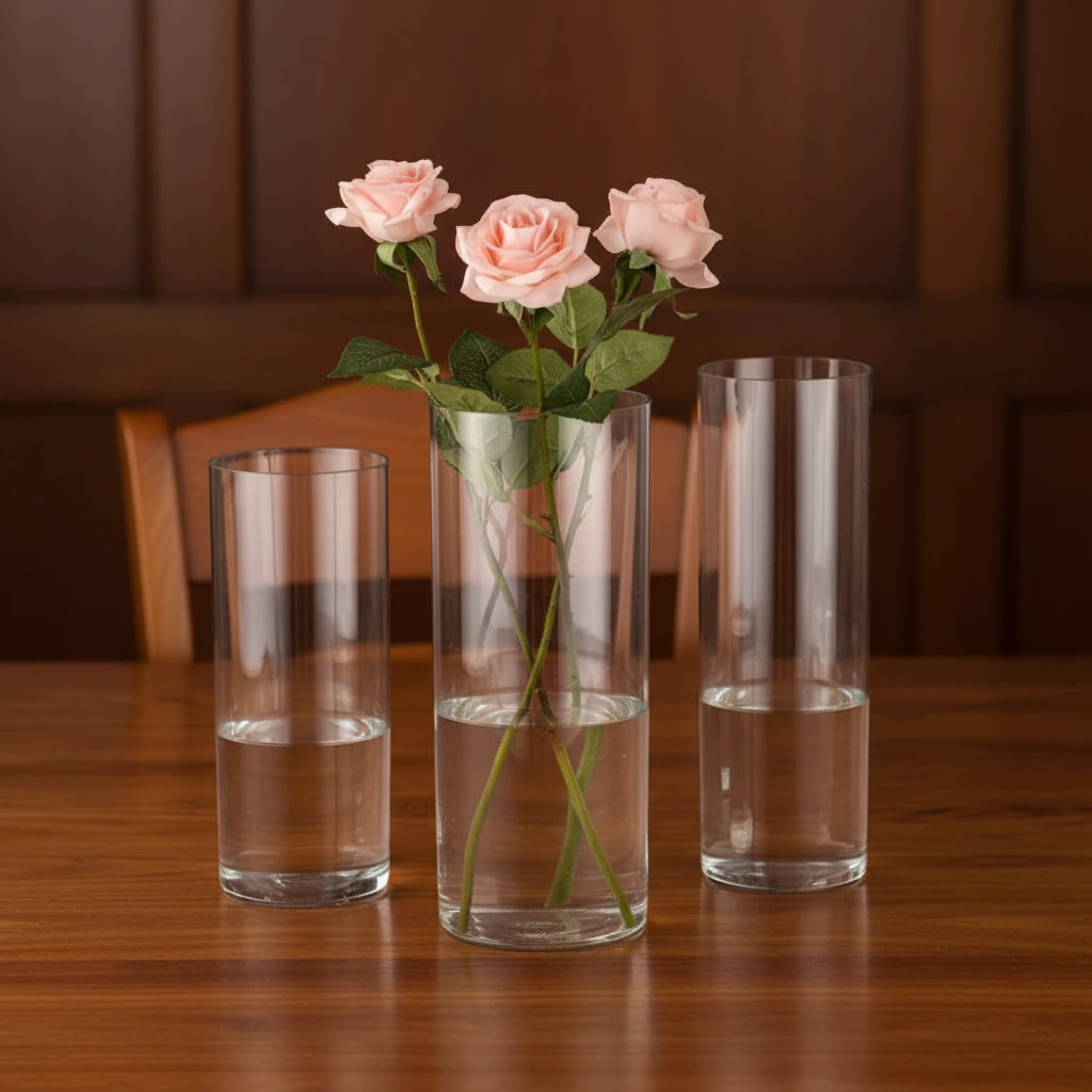 Vase - Modern Creative Clear Glass 35cm Home Decor Vases