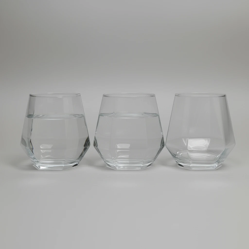 Hexagonal Whisky Glass Set 330ml Diamond Cut 6 Pieces Kitchen & Dining Drinkware Sets