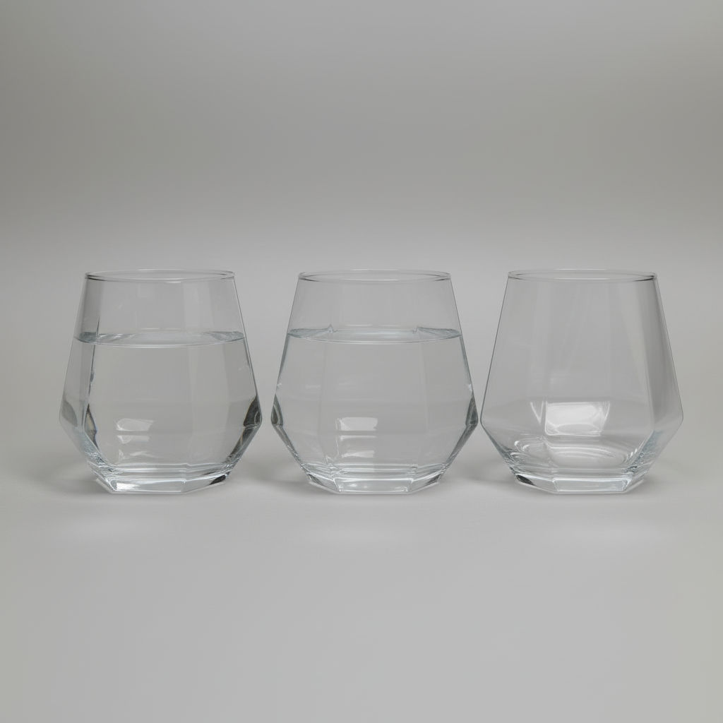 Hexagonal Whisky Glass Set 330ml Diamond Cut 6 Pieces