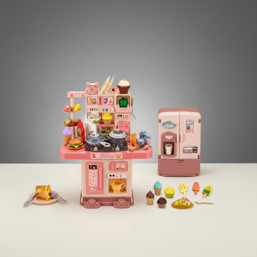 Kitchen Set Toy - 56-Piece Mini Pink Playset