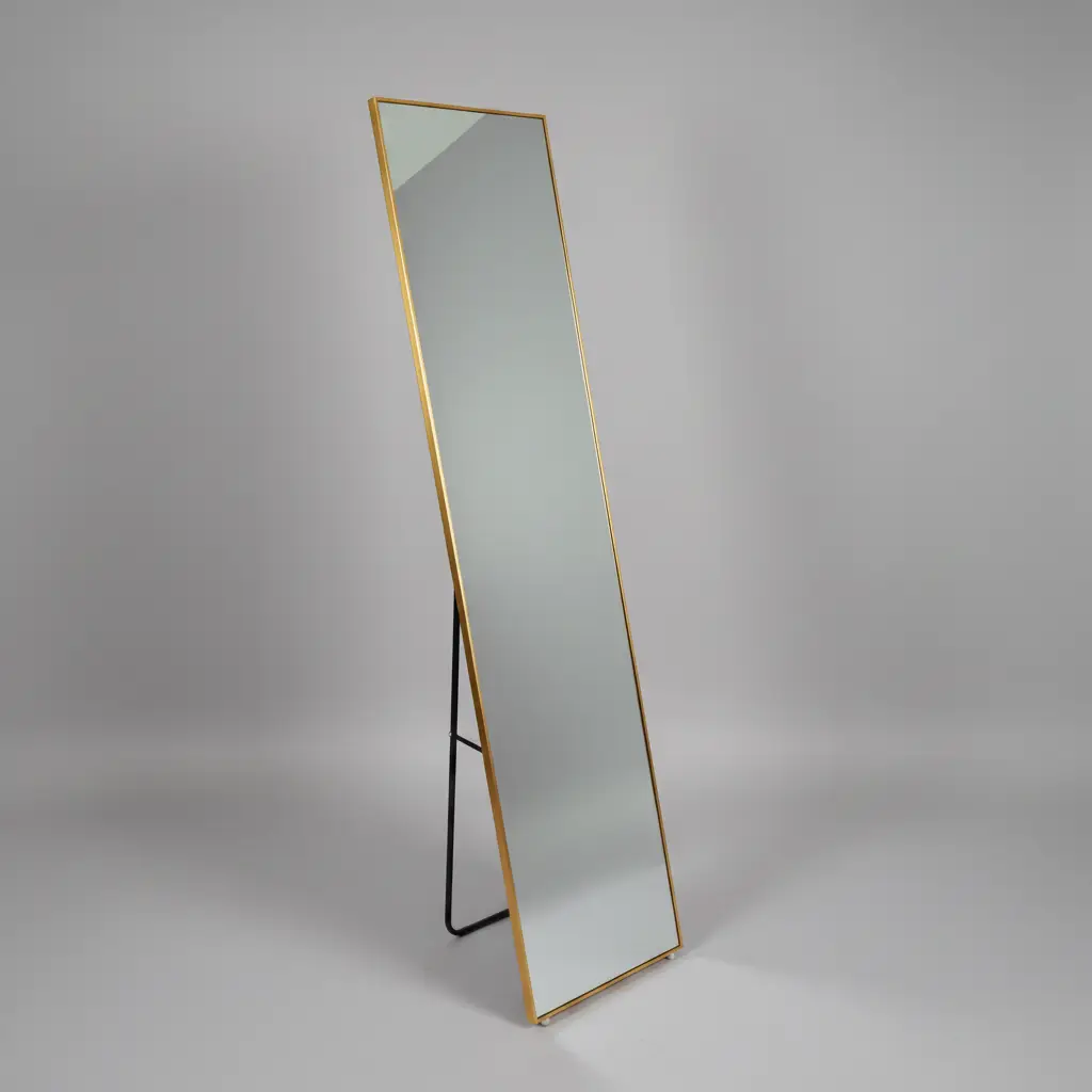 Full-Length Standing Mirror with Gold Frame Floor Mirrors
