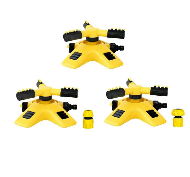 360° Rotating 3-Arm Garden Sprinkler Inlet Outlet Hose Connector Yellow Home & Garden Sprinklers