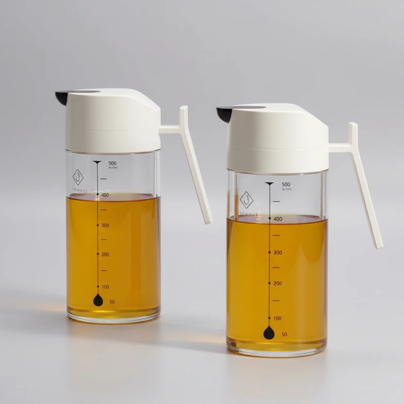 500ml High Borosilicate Glass Oil Dispenser Bottle with Auto-Flip Lid Kitchen & Dining Oil Dispensers