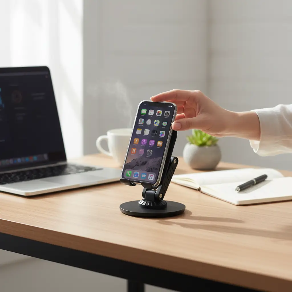 Phone Stand - 360 Adjustable Desktop Holder for Phone and Tablet Black Electronics Mobile Phone Stands